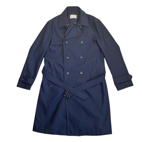 Banana Republic Mens Heritage Collection Navy Water Repellent Long Trench Coat - Picture 7 of 16